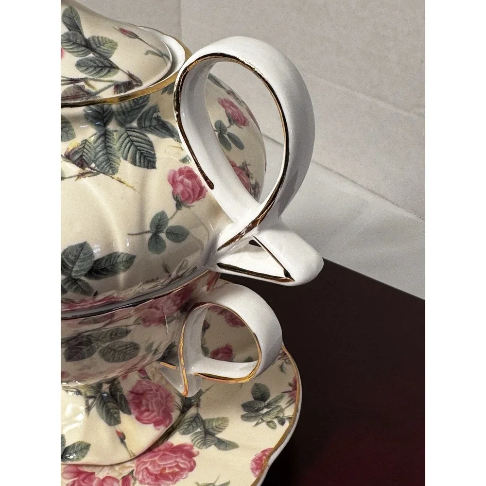 grace teaware tea for one Peony And Rose Floral Teapot Cup Saucer